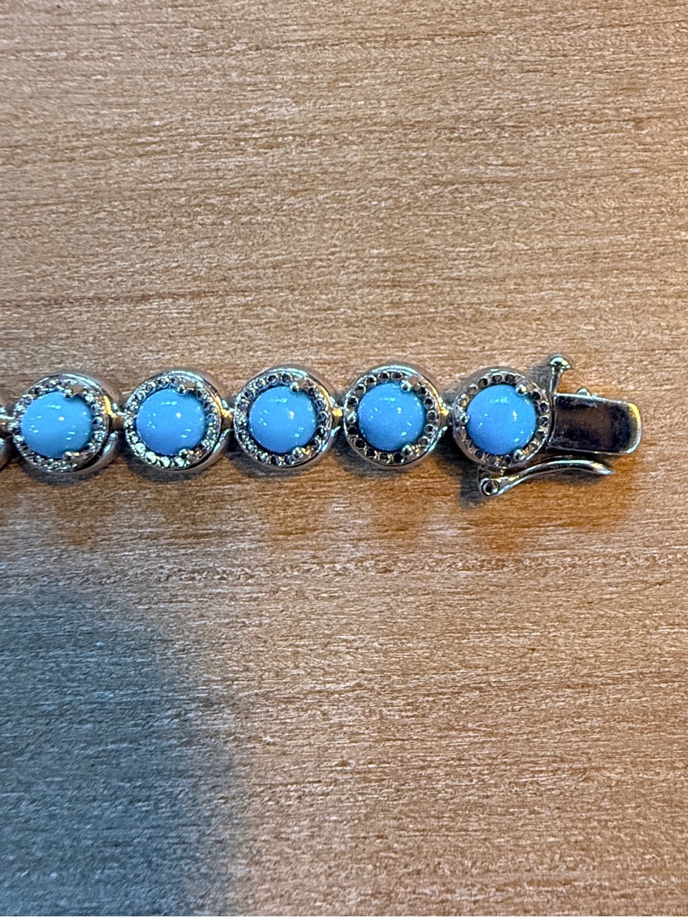 Sterling Silver and Turquoise Cabochon Women’s Tennis Bracelet 8” - Picture 7 of 11